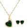 Heart Jewelry Set for Women - 14k Gold Plated Green Emerald Cubic Zirconia Crystal CZ Birthstone Gemstone Love Stud Earring Pendant Necklace Set for Christmas Mothers Day Valentines Day Jewelry Gift