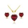 B. BRILLIANT Necklace and Earrings for Valentines Day Yellow Gold Flashed Sterling Silver Synthetic Ruby Heart Solitaire Jewelry Set for Women Bridesmaids