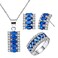 Uloveido Blue Cubic Zirconia Necklace/Earrings/Ring Fashion Crystal Jewelry Set for Engagement Wedding, Best Birthday Gfit Ideas for Women T502-Darkblue-9