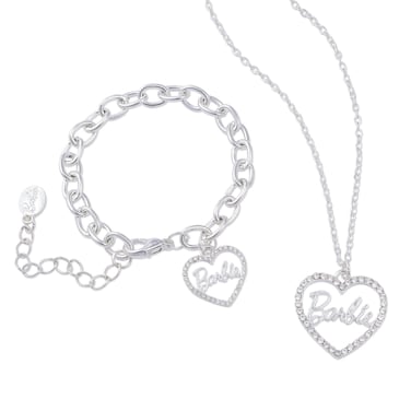 Barbie Crystal Heart Necklace &amp; Bracelet Set