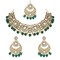 I Jewels Gold Plated Indian Wedding Bollywood Floral Kundan Pearl Choker Necklace Jewelry Earrings &amp; Maang tikka Set For Women (K7271) (Green)