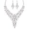CSY Elegant Women&#39;s Wedding Jewelry Sets Flower Leaf Marquise Crystal Bridal Statement Necklace Dangle Earrings Set for Bride (white crystal-platinum tone)