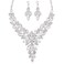 CSY Elegant Women's Wedding Jewelry Sets Flower Leaf Marquise Crystal Bridal Statement Necklace Dangle Earrings Set for Bride (white crystal-platinum tone)
