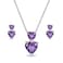 GemStar USA Necklace and Stud Earrings for Valentines Day Sterling Silver African Amethyst Friendship Heart Jewelry Set for Women Bridesmaids Birthday Gift