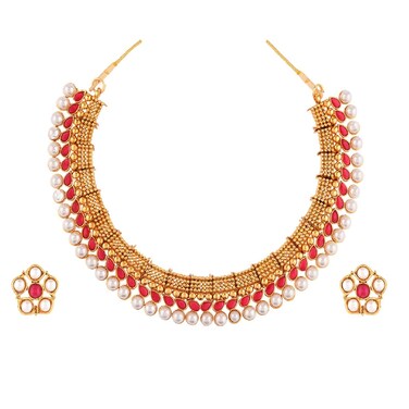 Efulgenz Crystal Indian Jewelry Set Pearl Necklaces Bollywood Fashion Gold Tone Wedding Bridal Choker Collar Necklace Earrings Jewelry Set