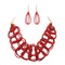 Rosemarie Collections Women&#39;s Stunning Handstrung Bohemian Seed Bead Bib Necklace Earring Set, 20&quot;+3&quot; Extender (Red With Gold)