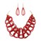 Rosemarie Collections Women's Stunning Handstrung Bohemian Seed Bead Bib Necklace Earring Set, 20"+3" Extender (Red With Gold)