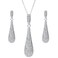 YINLI Silver Full Crystal Rhinestone Gem Tear Drop Pendant Necklace Earrings Jewelry Sets(Style08)