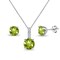 B. BRILLIANT Sterling Silver Peridot &amp; White Topaz Round Crown Stud Earrings &amp; Necklace Jewelry Set for Women