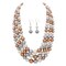 We We Three Layers Faux Pearl Necklace for Women Multi strand Pearl Necklace Earrings Set 1920s Pearl Costume Jewelry (champagne multicolor pearl necklace set)