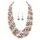 We We Three Layers Faux Pearl Necklace for Women Multi strand Pearl Necklace Earrings Set 1920s Pearl Costume Jewelry (champagne multicolor pearl necklace set)