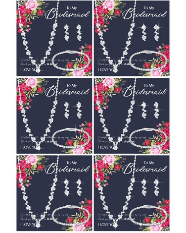 Yinkin 6 Bridesmaid Jewelry Sets Silver Wedding Jewelry Sets Will You Be My Bridesmaid Necklace Earrings Bracelet with Card Bridesmaid Proposal Gift for women Costume Accessories(Fresh Style)