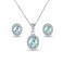 B. BRILLIANT Sterling Silver Blue Topaz &amp; White Topaz Oval Halo Necklace &amp; Stud Earrings Jewelry Set for Women