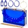 4 Pcs Women Acrylic Purse Clear Clutch Evening Bag Neon Vintage Handbag Retro Earring Bracelet Jewelry Set Valentines Gift(Blue)