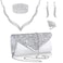 Zhixifan 5 Pcs Silver Jewelry Set for Prom, Rhinestone Clutch Purse, Earrings and Necklace Set, for Wedding, Evening Party