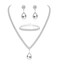 CASSIECA Silver Bridal Jewelry Set Rhinestone Necklace Bracelet Dangle Earrings for Bride Bridesmaid Teardrop Pendant Crystal Wedding Prom Jewelry Accessories for Women