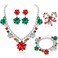 Christmas Bow Jewelry Set Necklace Earrings Jewelry Set with Brooch Pin Jingle Bells Bow Pendant Charm Bracelet (Classic Color,Stylish Style)