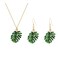 Green Enamel Monstera Leaves Drop Earrings Necklace Set Tropical Palm Tree Leaf Jewelry for Summer (green enamel)