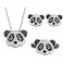 RUOFFETA Panda Jewelry for Women, Cubic Zirconia Panda Earrings Panda Necklace Panda Ring Panda Jewelry(Set)