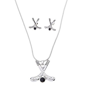 Infinity Collection Hockey Charm Necklace &amp; Earring Gift Set, Ice Hockey Jewelry, for Hockey Players, Hockey Moms &amp; Fans