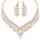 chaoyite Elegant Austrian Crystal V-Shaped Statement Necklace Earrings Set Bridal Wedding Prom Costume Jewelry For Bride Bridesmaid (AB crystal)