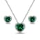 Necklaces and Earrings for Valentines Day Jewelry Sets for Women Sterling Silver Halo Heart Simulated Emerald Pendant Necklace &amp; Stud Earrings