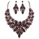 Janefashions Luxury Austrian Rhinestone Statement Bib Necklace Earrings Set N957 Gold Plated (Purple)