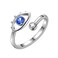 Adjustable Evil Eye Ring for Women Evil Eye Stackable Ring 925 Sterling Silver Blue Eye Wrap Open Ring Protection Ring Jewelry Gift for Mom Wife Christmas Day Valentine Day Birthday Gift FR0052W