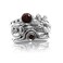 Silvershake Set of 4 Natural Garnet 925 Sterling Silver Dragonfly and Flower Stack Stackable Rings