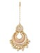 Crunchy Fashion Traditional Kundan Work Pink Chandbali Design Heavy Manng Tika With White Pearl for women
