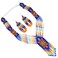 FASHION JEWELRY TURTLE BLUE ORANGE BEADED LARIAT NECKLACE EARRINGS SET S54/4