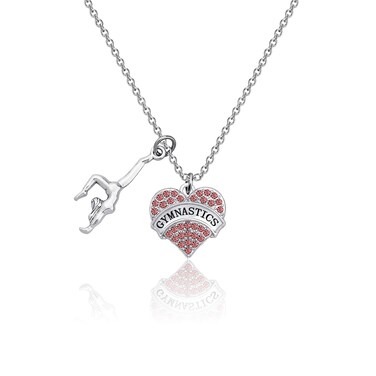 Gzrlyf Gymnast Necklace and Earrings Set Gymnastics Gifts for Gymnast Gymnastics Coach (heart necklace)