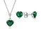 Galaxy Gold GG 14K 18" Solid White Gold Lab Grown Heart Emerald Necklace and Earring Set Grade AAA