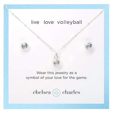 Chelsea Charles CC Sport Volleyball Necklace and Earring Gift Set - Silver
