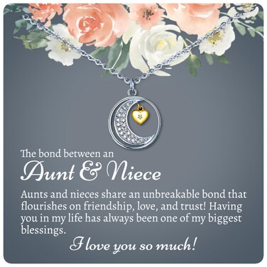 Sentimental Niece &amp; Aunt Jewelry Gift Set, .925 Sterling Silver, Gift Ideas for Aunt from Niece, Meaningful Gift for Niece, Thank You Gift for Aunt (Moon &amp; Back)