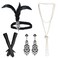 iHUFeather Women 1920s Flapper Set with Feather Headband Beaded Necklaces Earrings Black Gloves for Great Vintage Wedding Costume Accessories
