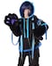 Cosplay.fm Women Hoodie with Detachable Paw Sleeves Bag Hooded Zipper Sweatshirt with Furry Paw Gloves (Black and blue, L-XL)