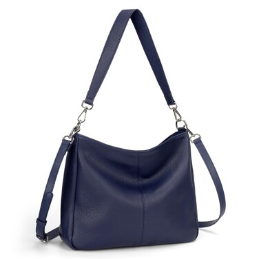befen Soft Real Leather Medium Crossbody Hobo Bags for Women, Woman Shoulder Satchel Purses Top Handle Handbags Navy Blue