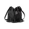 Leather Bucket Bags for Women Crossbody Fringe Purses with Drawstring Ladies Tassel Hobo and Shoulder Handbags Black