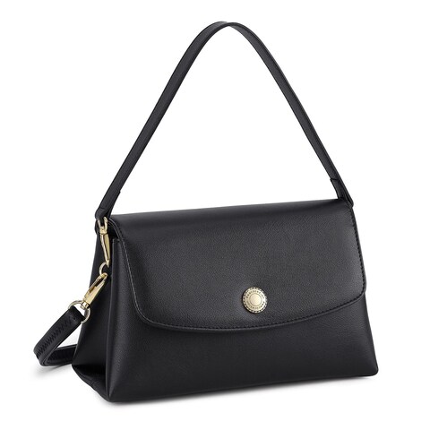 Peacocktion Small Women Top Handle Handbags, Crossbody Purse Shoulder Bags 2 Straps, Black