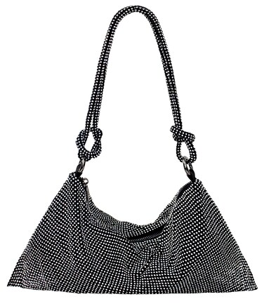 Rhinestone Purse Silver Hobo Purse Sparkly Black Evening Bag for Women Prom Party Wedding-Black Silver