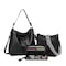 Purses for Women 3PCS, Crossbody Bags Set Large Leather Purse Shoulder Handbags with Wallet Adjustable Straps for Ladies Tote, Black