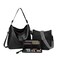 Purses for Women 3PCS, Crossbody Bags Set Large Leather Purse Shoulder Handbags with Wallet Adjustable Straps for Ladies Tote, Black