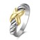 POWNOOL Chunky Band Rings for Women 2 Tone Intertwined Crossover Statement Ring, Cable Wire Twine Twisted Wide Index Finger Gold and Silver Ring Fashion Costume Jewelry Gifts for Her (X Knot Cable, 7)