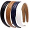 LONEEDY 4PCS Checked Leather Wide Hard Headband Padded Headband Non-slip Fashion Hairband for Girls and Women (Weave(Black+Brown+Blue+White))