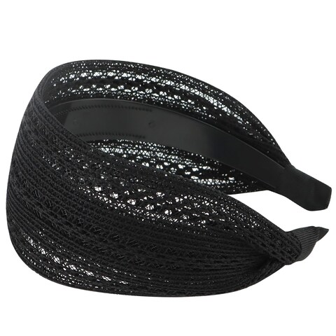 ACO-UINT Hairband, Boho Style Non-slip Wide Headband with Teeth, Fabric Headbands for Women&#39;s Hair, Large Head Bands for Women, Black (1 Count Pack of 1), Hair Accessories for Women Girls
