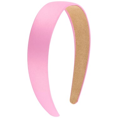 Wecoe Pink Headband 1.2 Inch Wide Silk Satin Headband Women Non Slip Fashion Back to School Plain Head Band Solid Hair Band DIY Holiday Hair Accessories for Women Girls Diademas Para Mujer Gifts