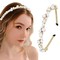 Firuilo Gold Thin Headband Rhinestones Pearl Hairband Sparkly Crystal Head Bands Accessories for Women(Type A)