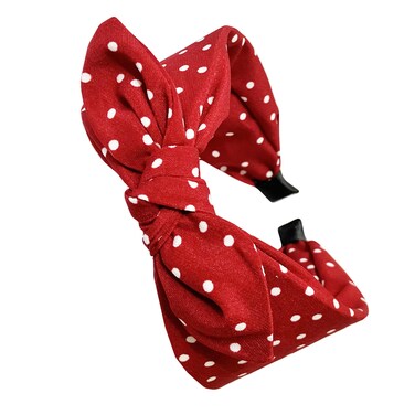 Qiabao Womens Red Polka Dot Bow Headband Wide Hair Band