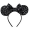 PAITTY Pearl Mouse Ears Bow Headbands for Girls Kids Sparkle Hair Band Ear Headband Party Princess Trip Cosplay Costume Decor (Black Sequin)